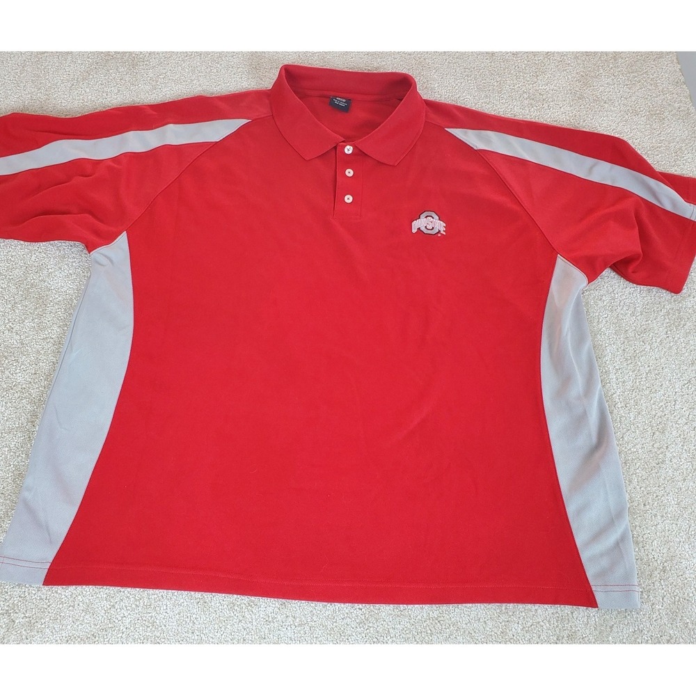 Starter Ohio State Men's Polo Shirt Size 2XL Red Gray Logo - Picture 2 of 16